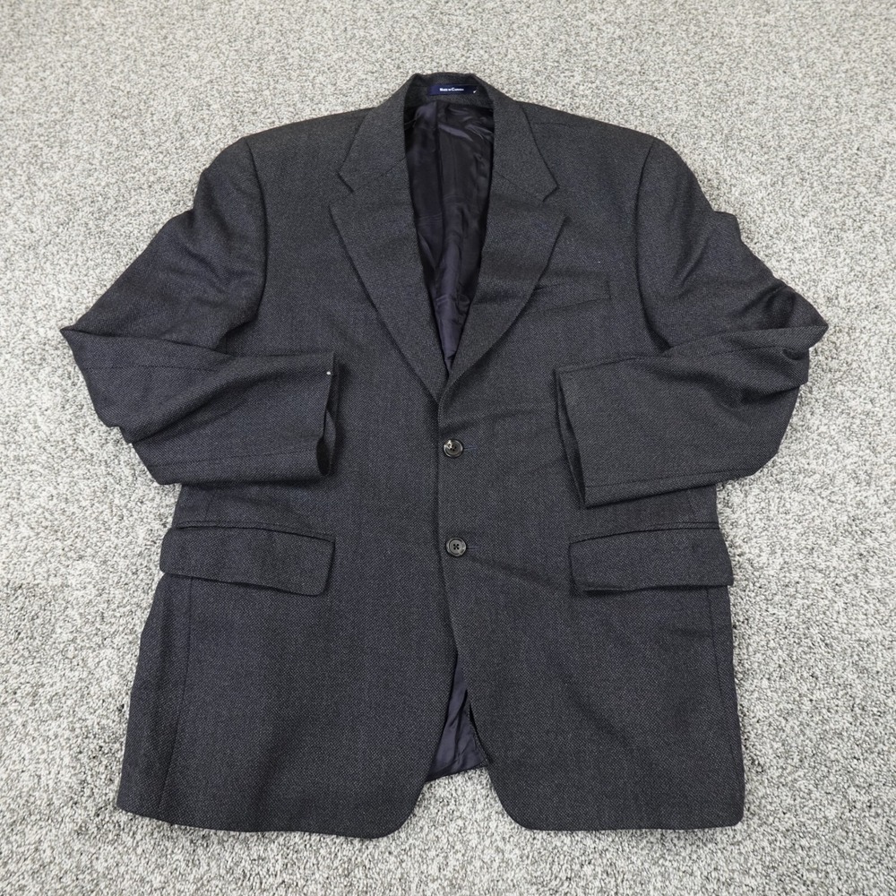Ralph Lauren Chaps Jacket Mens 42 Gray Blue Button‎ Sport Coat LambsWool Blazer
